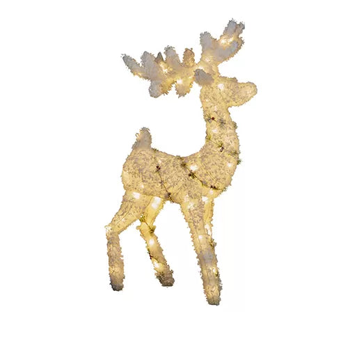 A lighted deer decoration with warm white LED lights, shown against a plain white background.