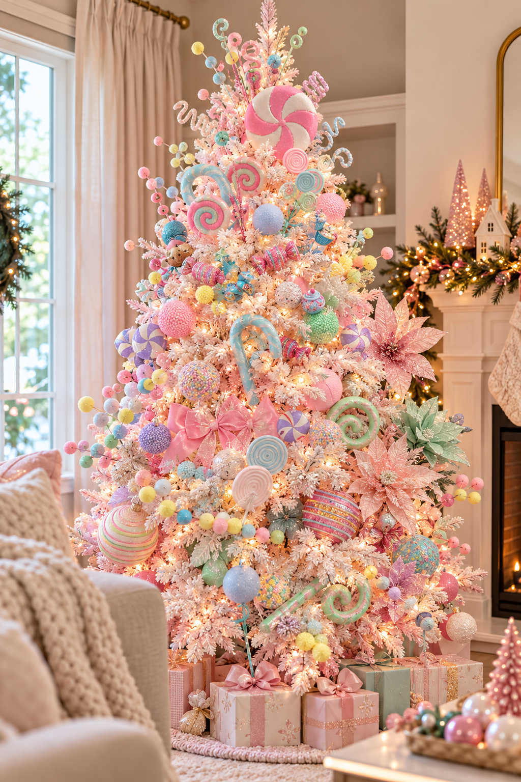 Pink Snowy Winter Fir Pre-Lit 240cm