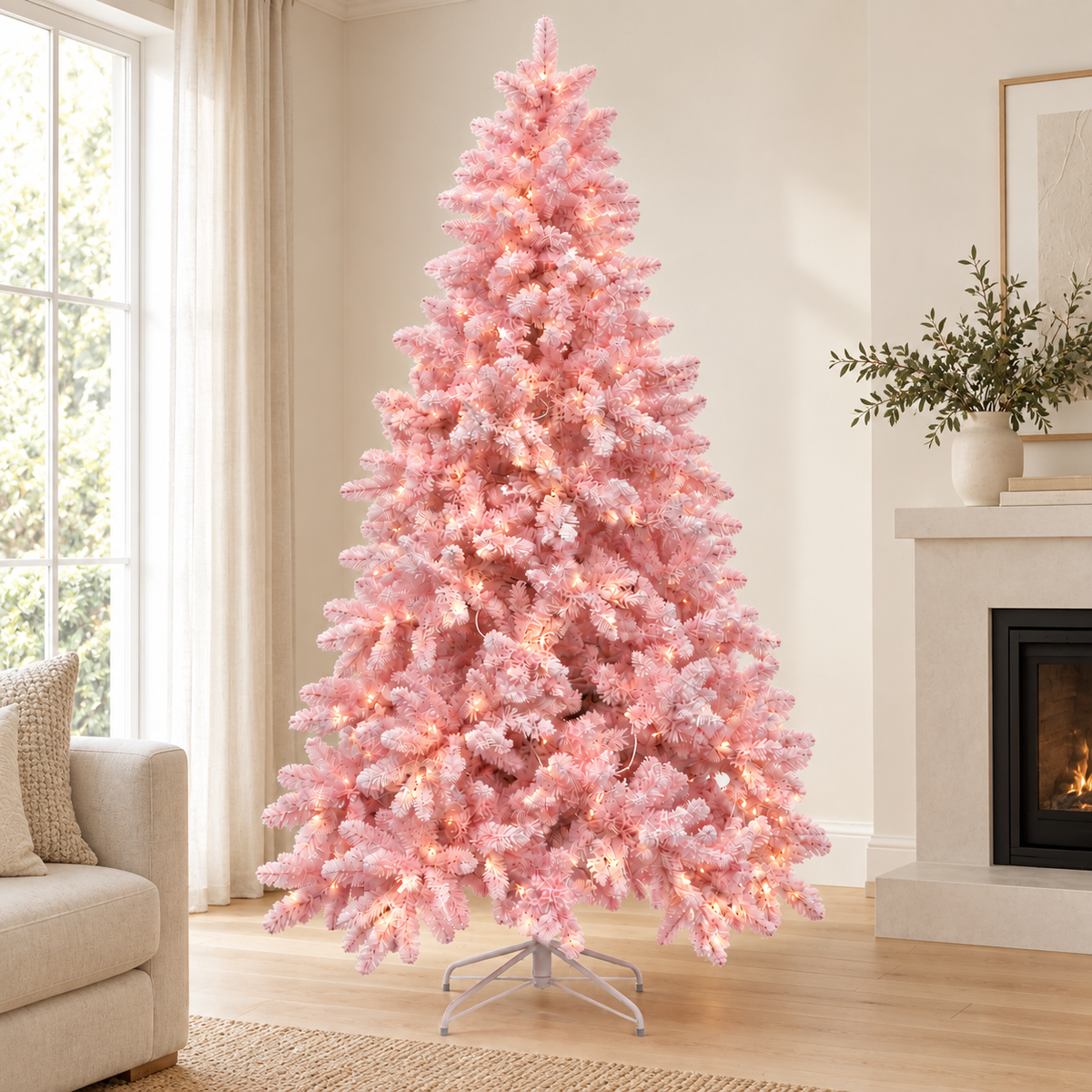 Pink Snowy Winter Fir Pre-Lit 240cm