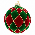 Red & Green Check Glass Bauble