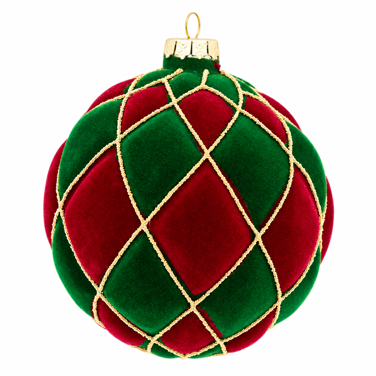 Red & Green Check Glass Bauble