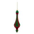 Green & Red Glass Finial Ornament