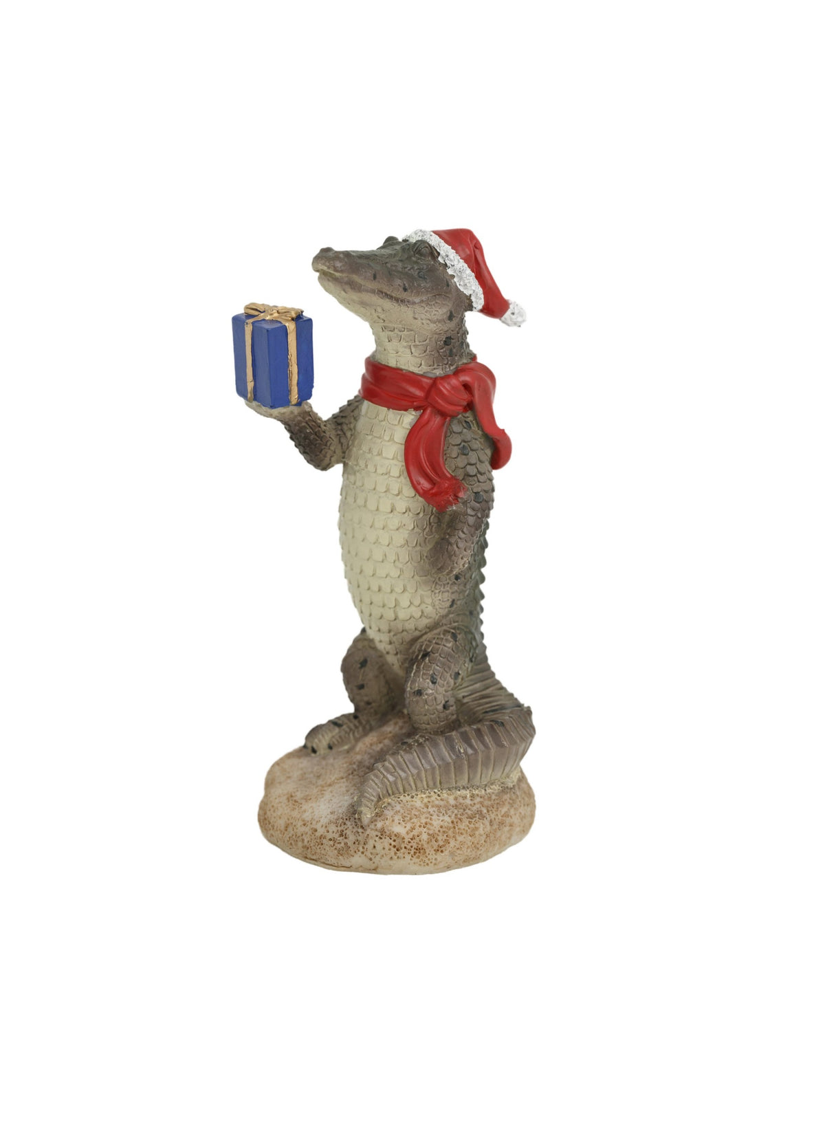 Christmas Crocodile with Present Figurine 13cm