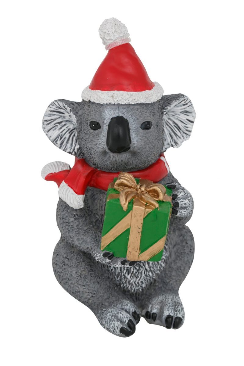 Aussie Christmas Koala Figurine with Present – 13cm