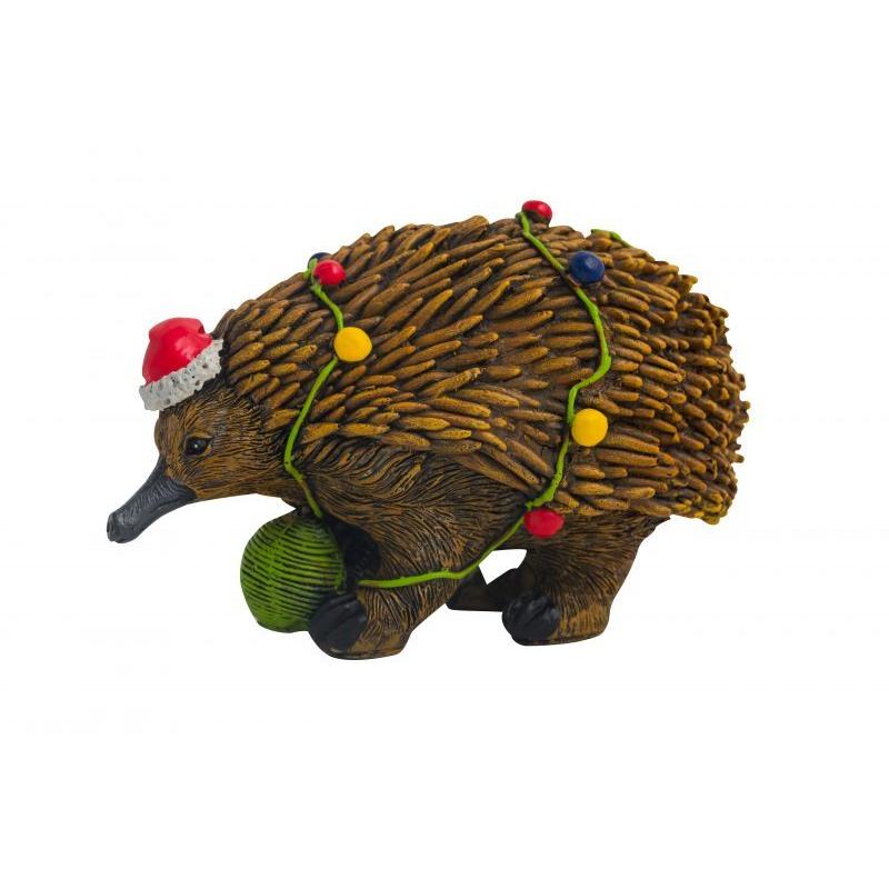 Aussie Christmas Echidna Figurine with Lights – 14cm