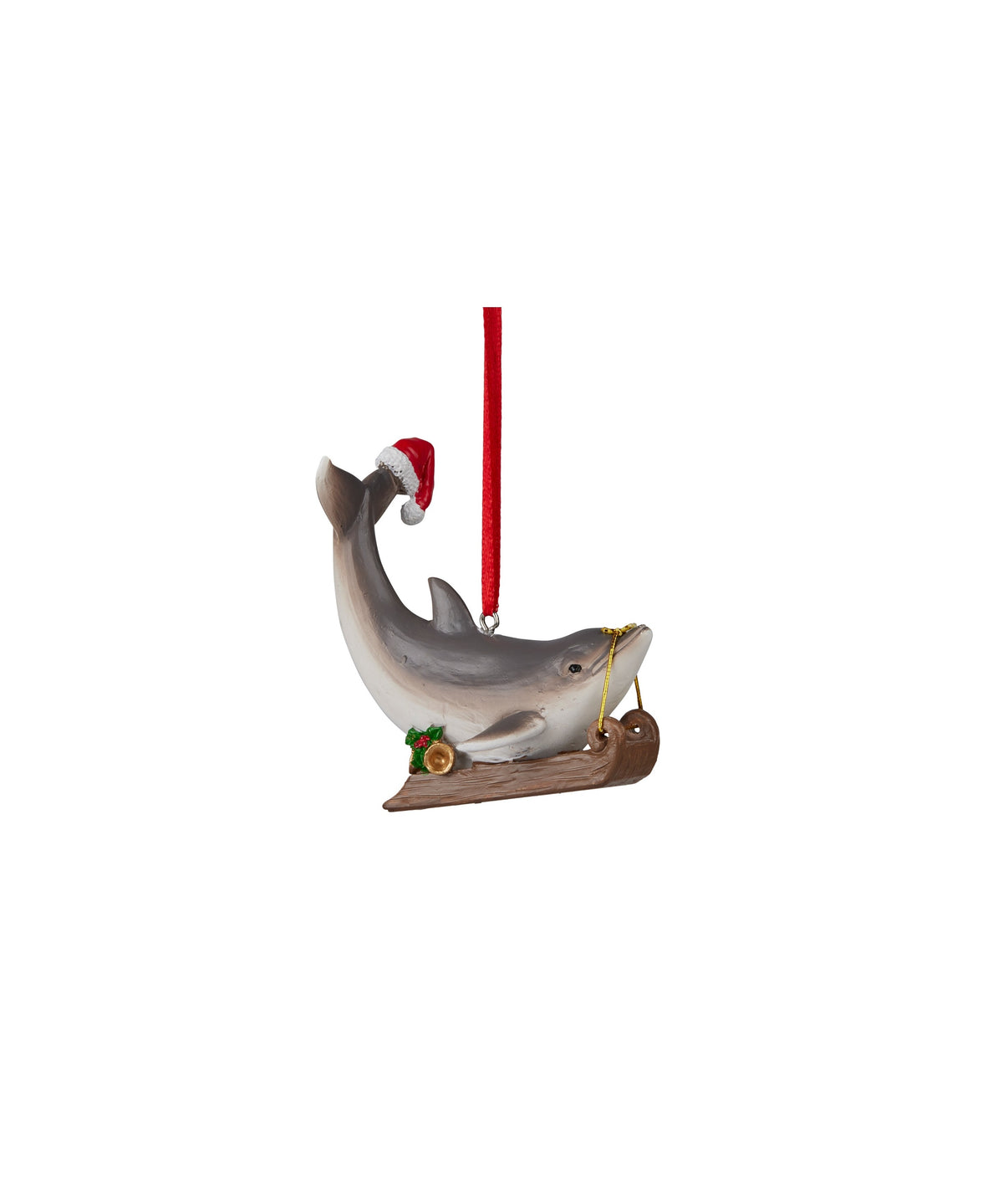 Dolphin on Sleigh Decoration 8cmH