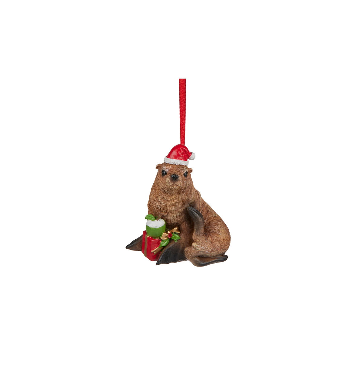Seal with Present Tree Decoration 7.5cmH