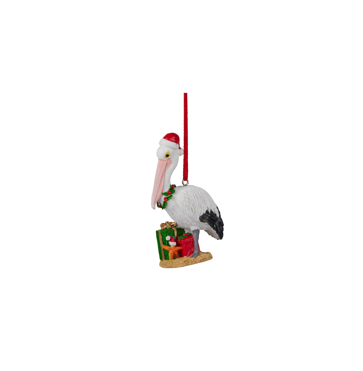 Pelican with Present Tree Decoration 8.5cm