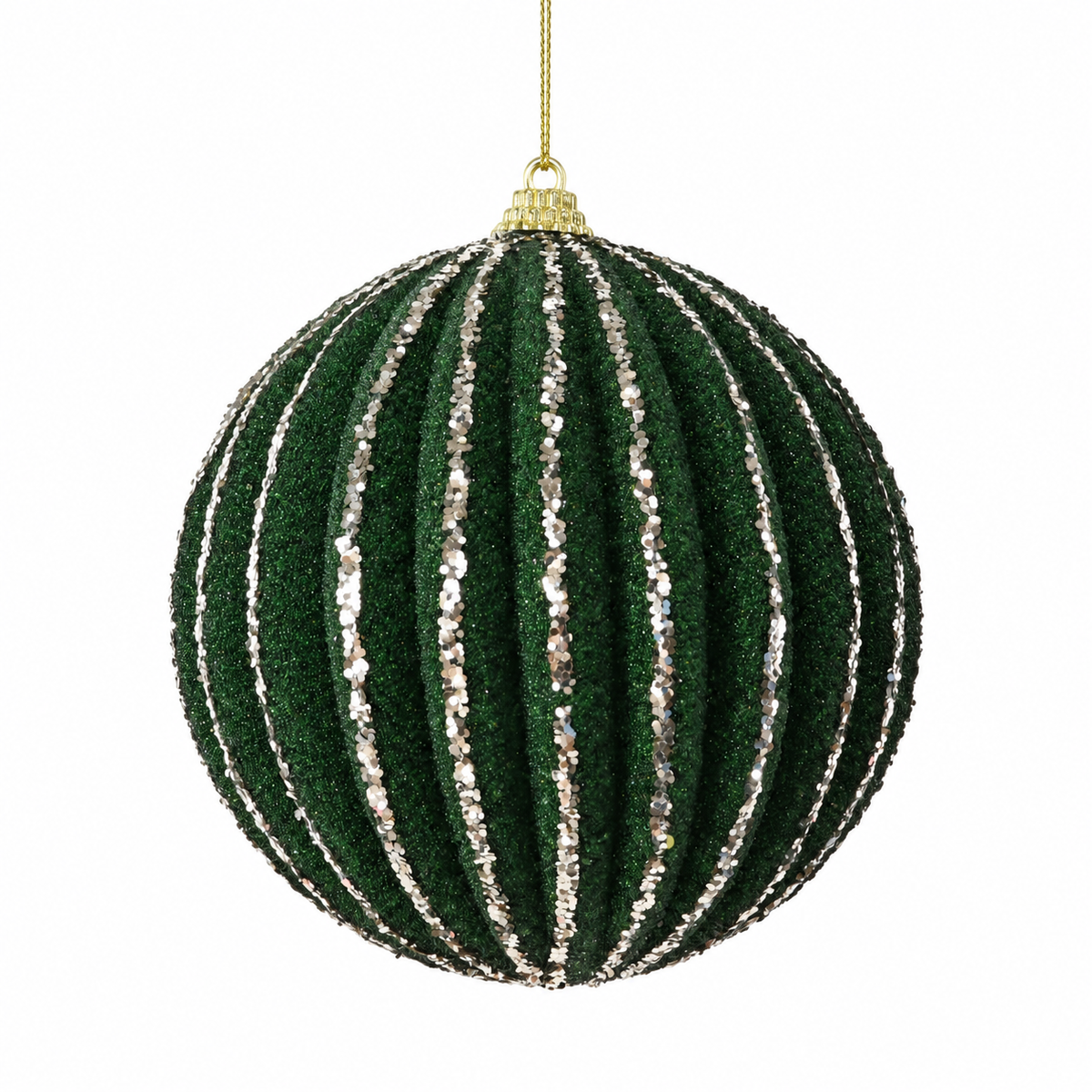 Green Textured Rib Bauble 12cm