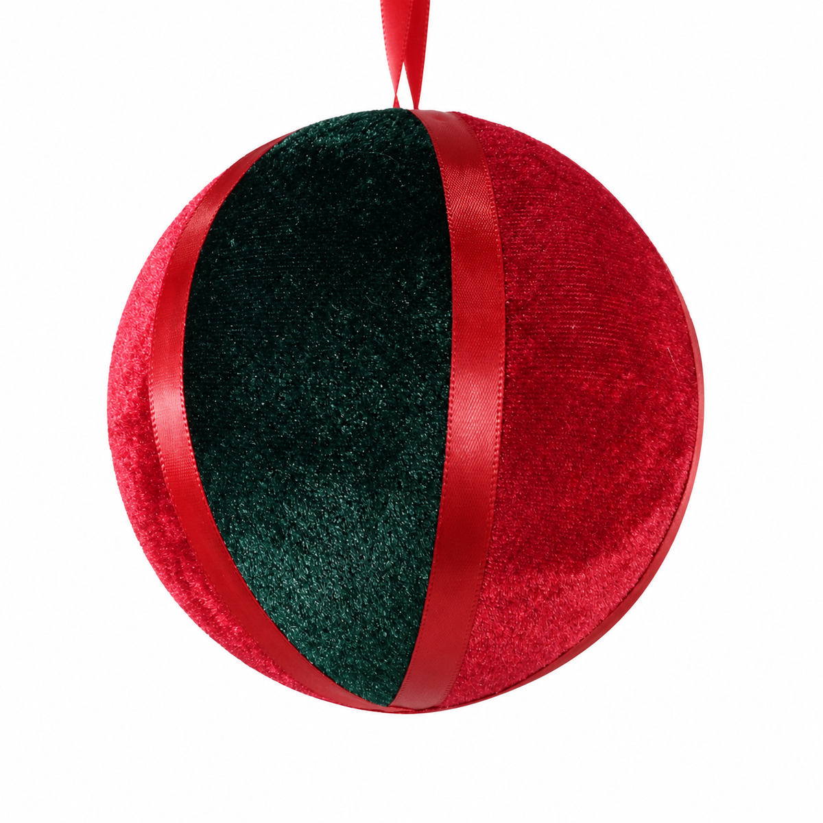Red & Green Velvet Circus Bauble 12cm
