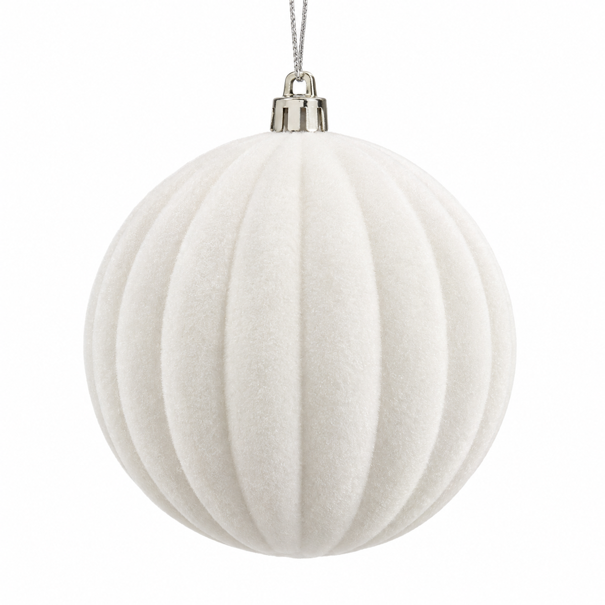 White Flocked Baubles – 12cm 3 Pack