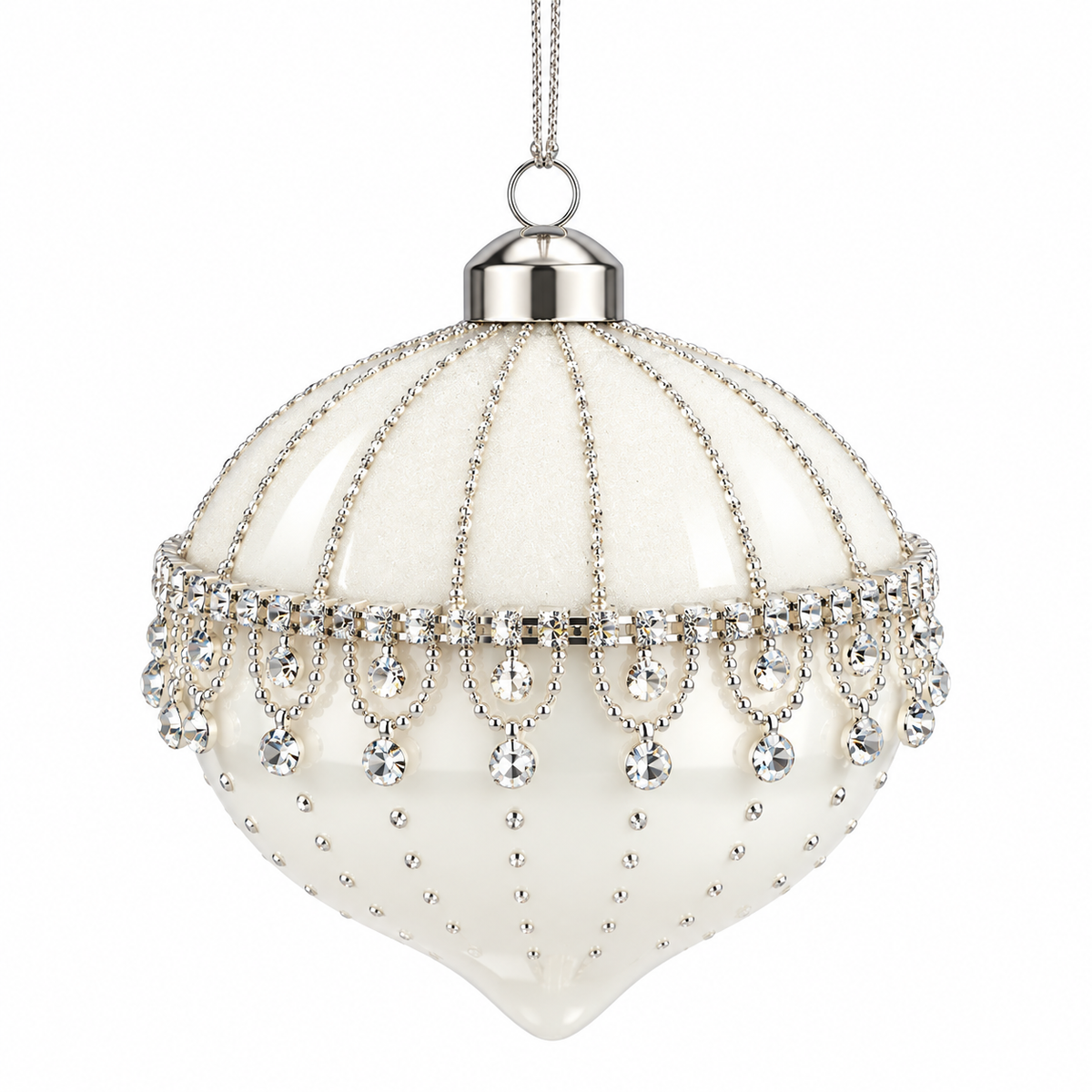 White Silver Decorative Drop – 10cm