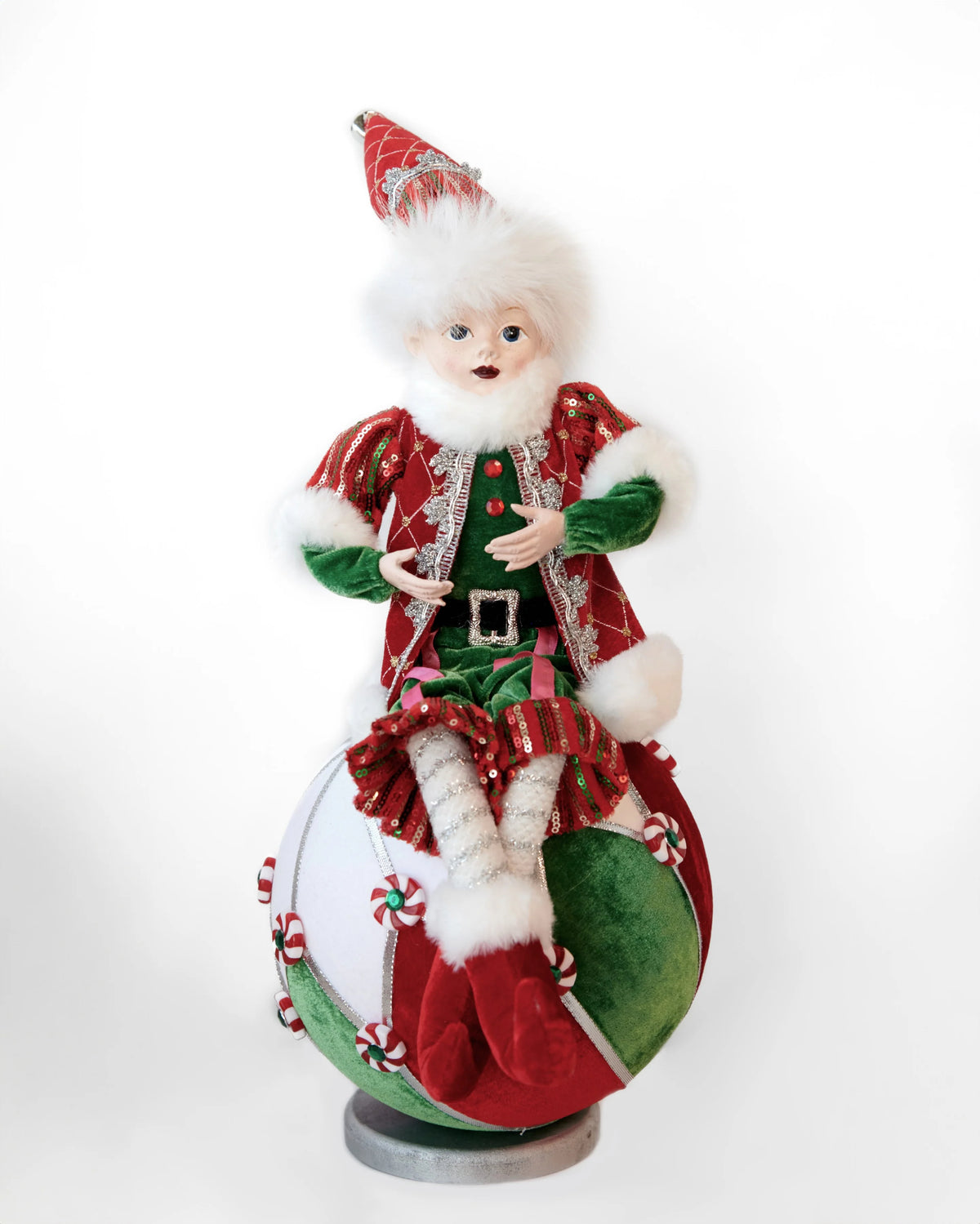 Elf on Ball Decoration – Red & Green 40cm
