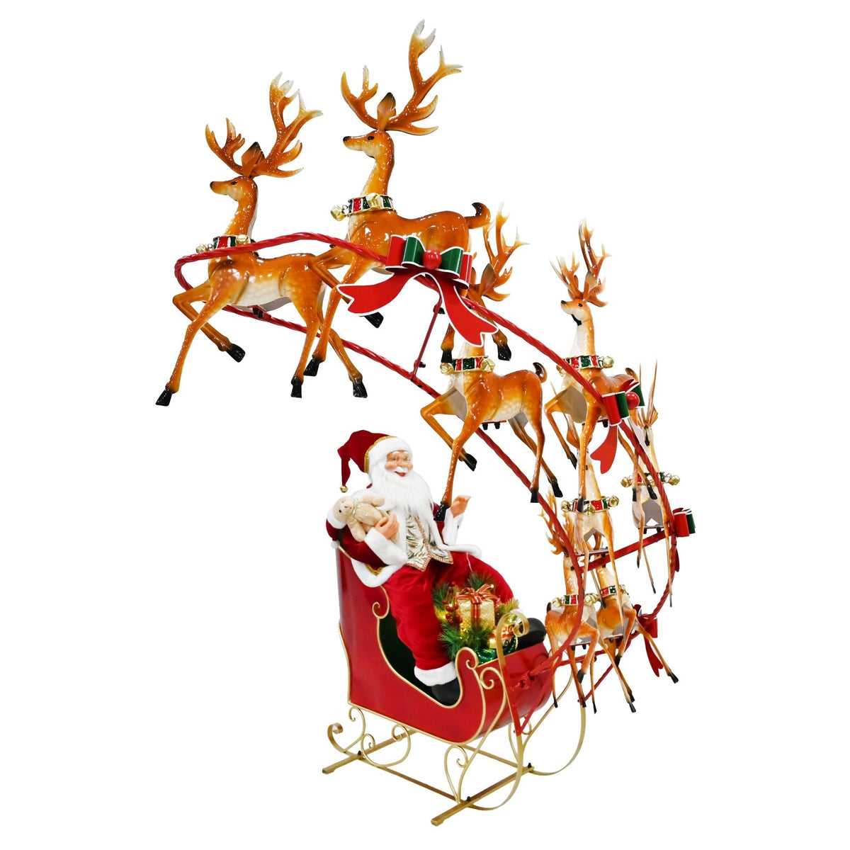 Flying Reindeer & Santa Sleigh Tree Wrap – 175 cm