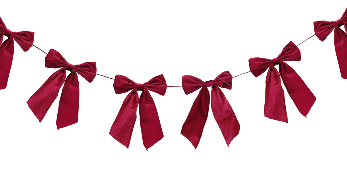 Burgundy Bow Garland 1.5m