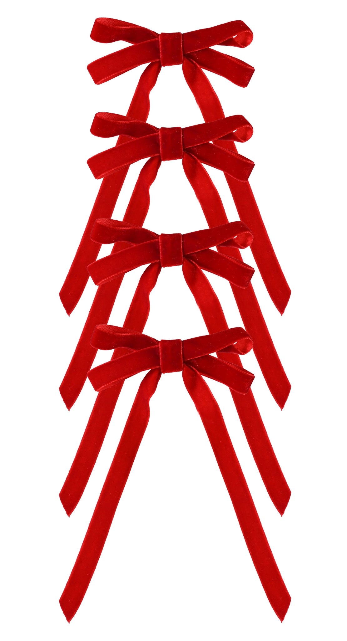 Velvet Ribbon Bow Clips – 4 Pack – Red