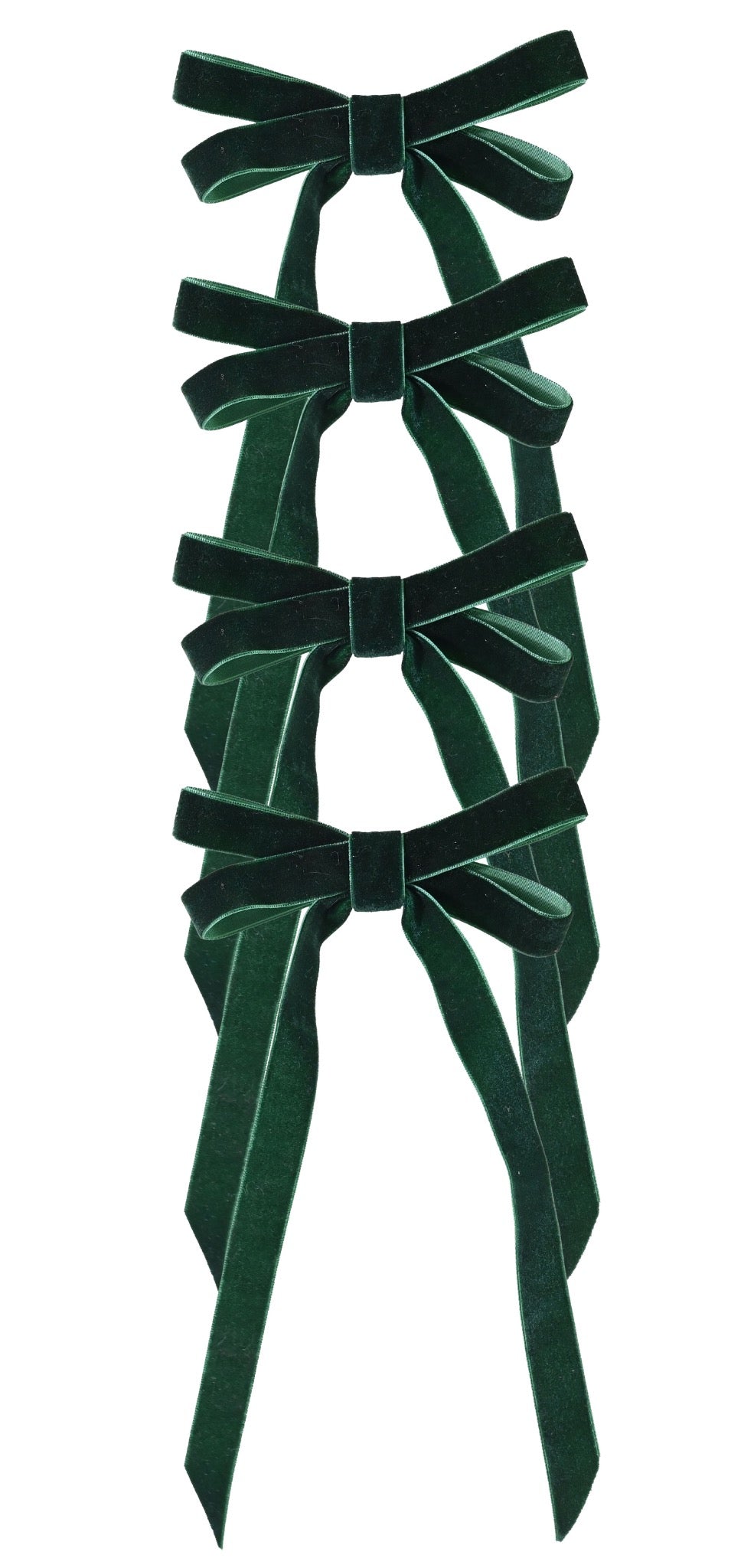 Velvet Ribbon Bow Clips – 4 Pack – Green