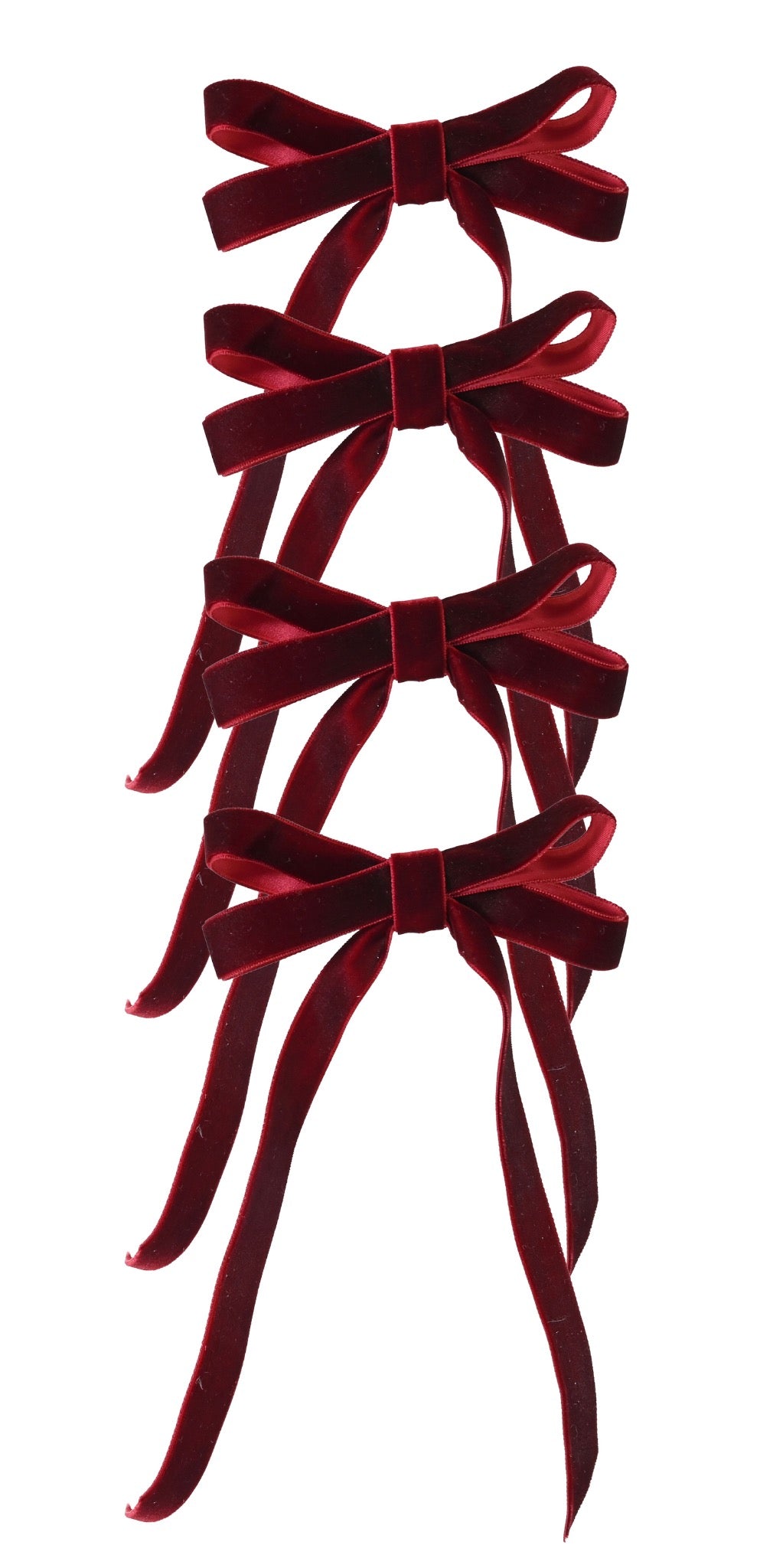Velvet Ribbon Bow Clips – 4 Pack – Burgundy
