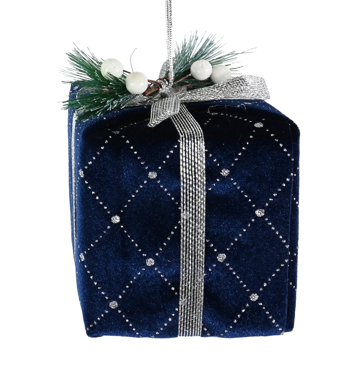 Navy Hanging Velvet Present – 9 cm