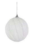 White Glitter Swirl Bauble – 10 cm