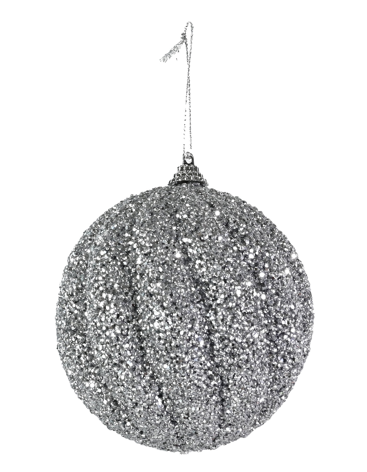 Silver Glitter Swirl Bauble – 10 cm