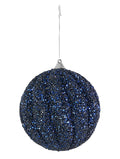 Navy Glitter Swirl Bauble – 10 cm