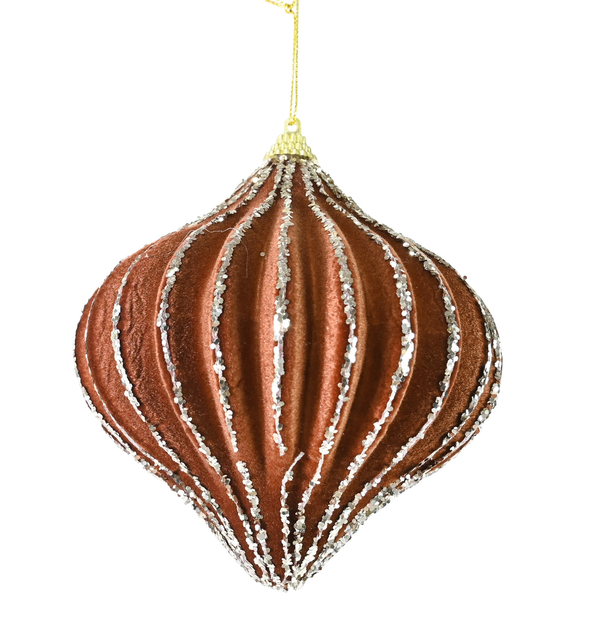 Natural Lantern Flocked Bauble 12cm