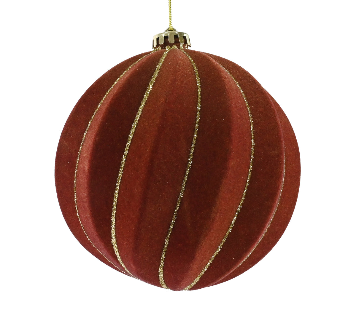 Brown Sugar Flocked Swirly Bauble 15cm