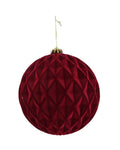 Red Flocked Diamond Bauble 15cm