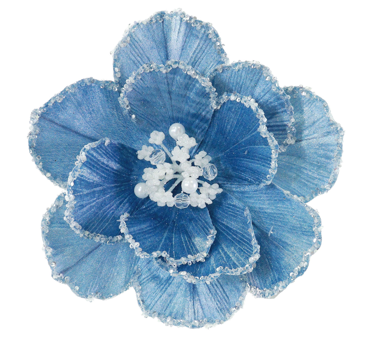 Icy Edge Peony Clip – Sky Blue