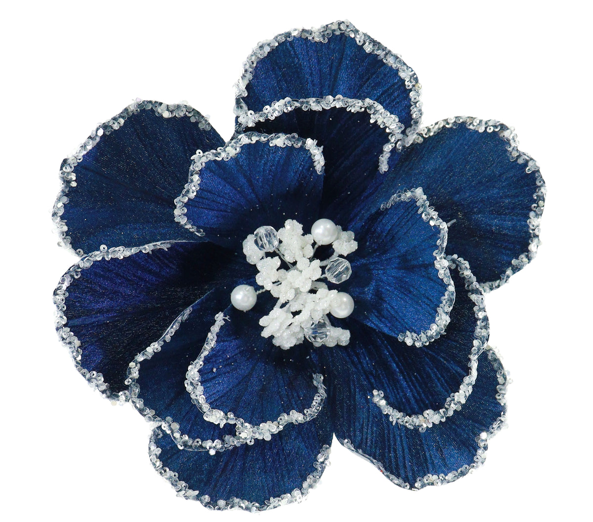 Icy Edge Peony Clip – Dark Blue