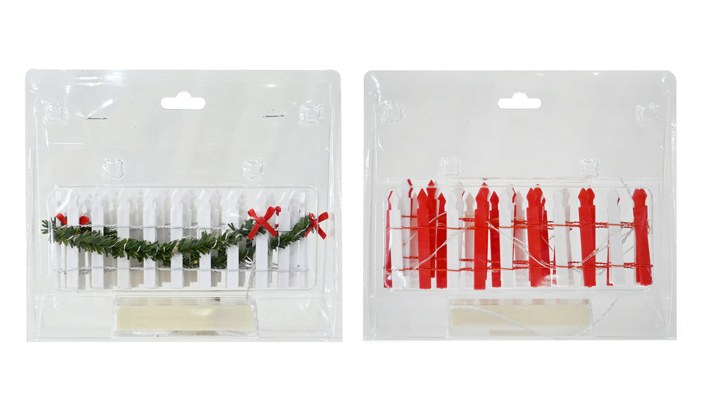 Christmas Village Picket Fence with LED Lights