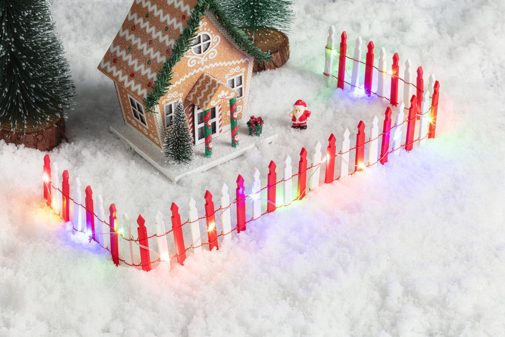 Christmas Village Picket Fence with LED Lights