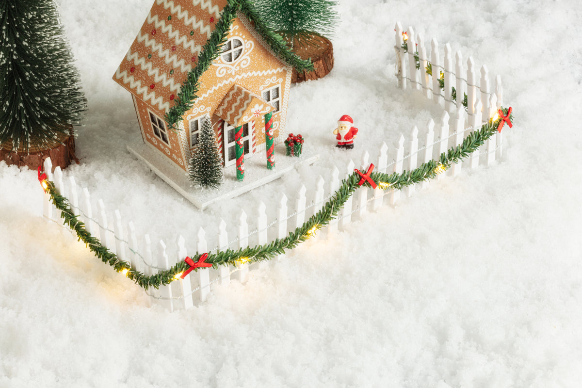 Christmas Village Picket Fence with LED Lights