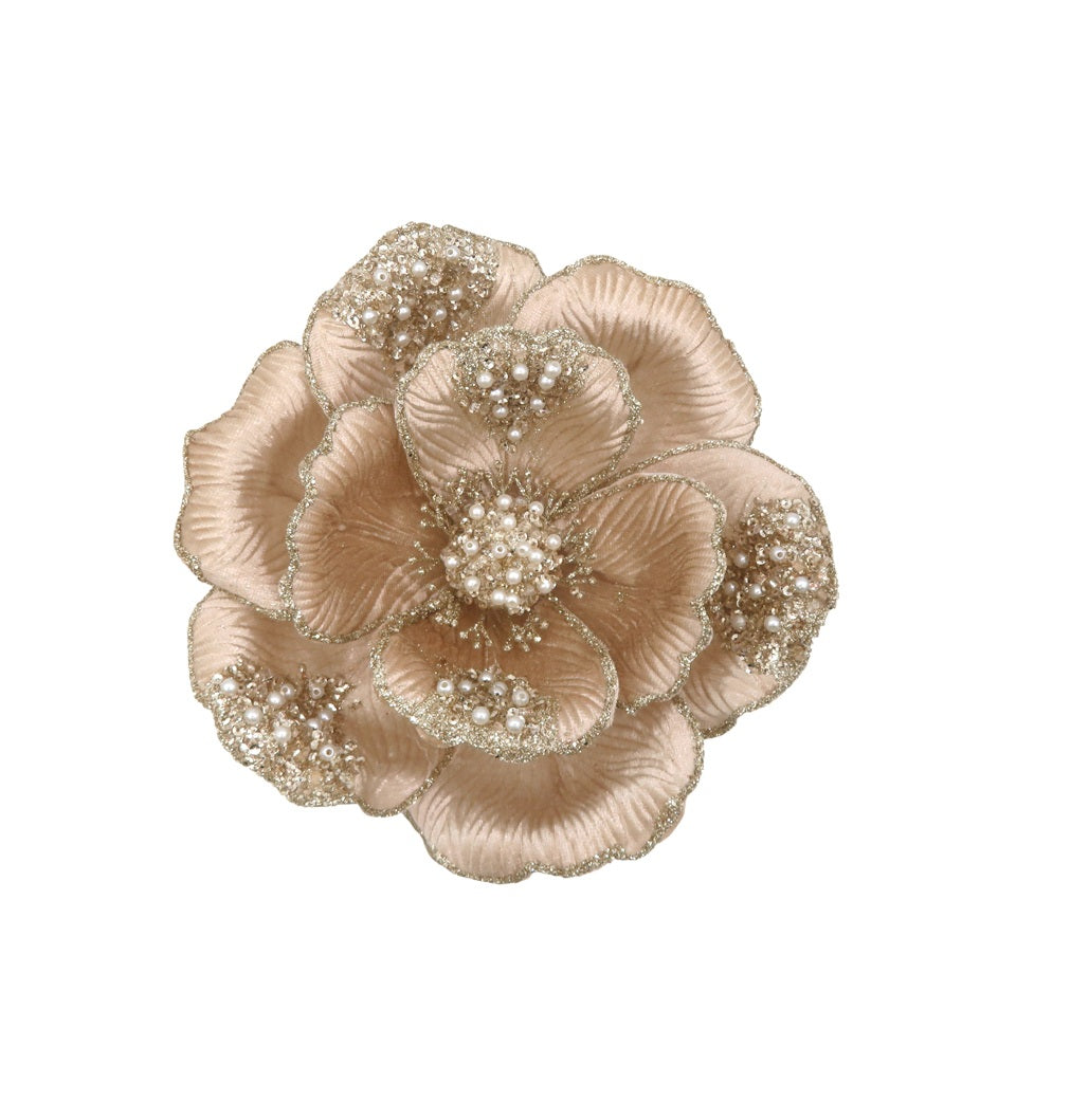 Champagne Magnolia with Beaded Petal 22cm
