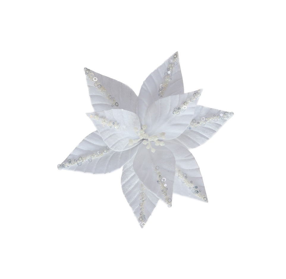 White Sequin Poinsettia 28cm