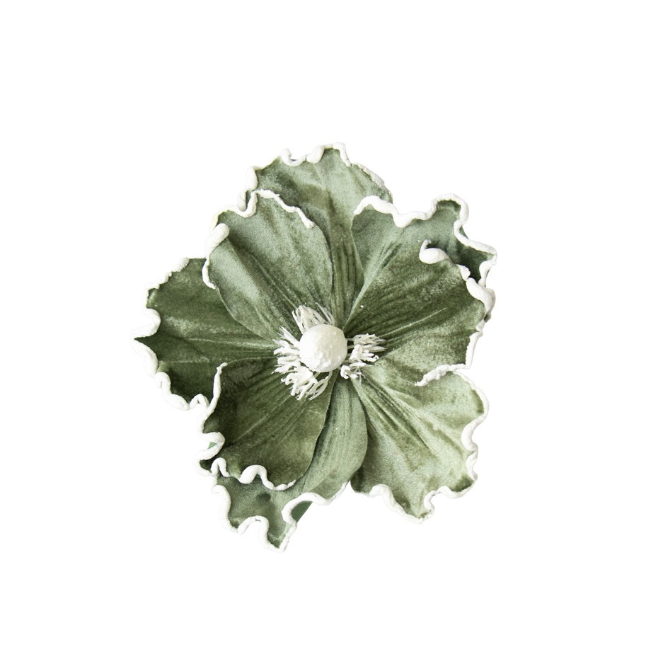 Sage Magnolia with White Centre Clip On 22cm