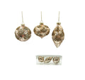 Glass Gold Beaded Set of 3 Bauble 8cmD