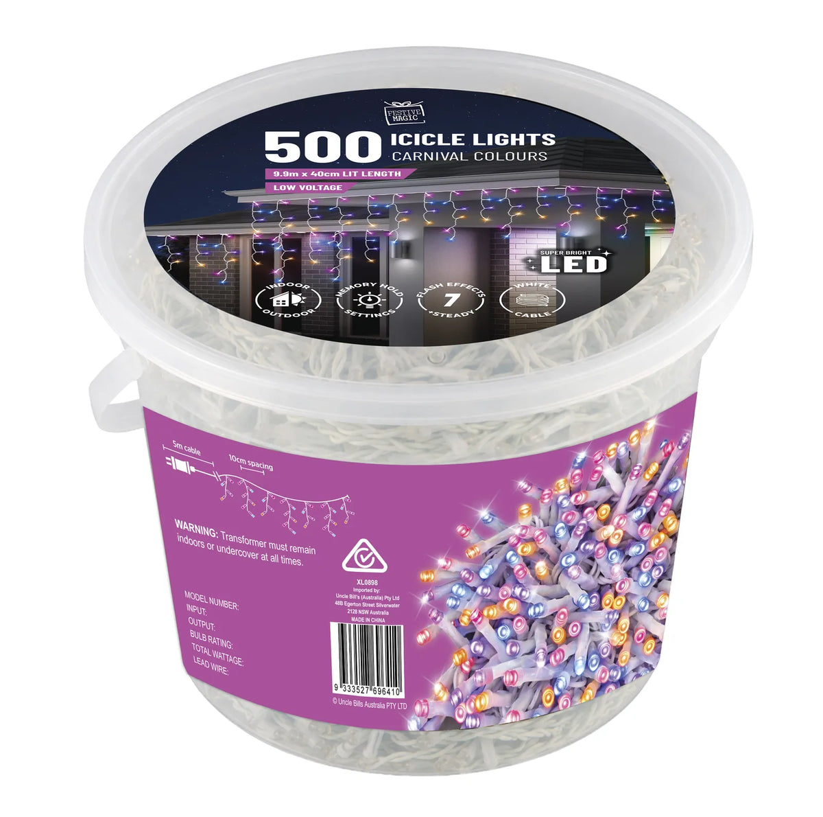 9.9m LED Icicle Carnival Lights