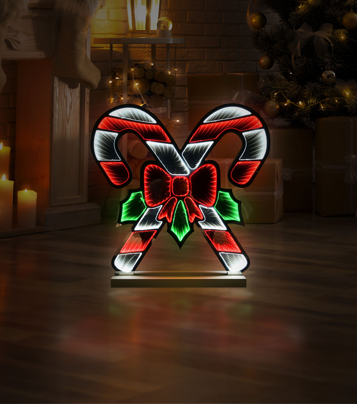 LED Infinity Candy Cane Light with Base - 60cm
