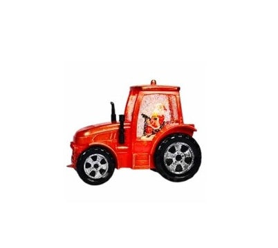Santas Claus Red Tractor Snow Globe with Light & Music - Coming Soon