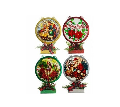 Xmas Table Decoration with Light - Gold Frame Nativity - Coming Soon