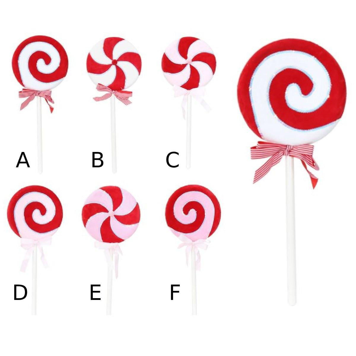 Giant Candycane Velvet Lollipop Decoration (6 Styles) 63cm