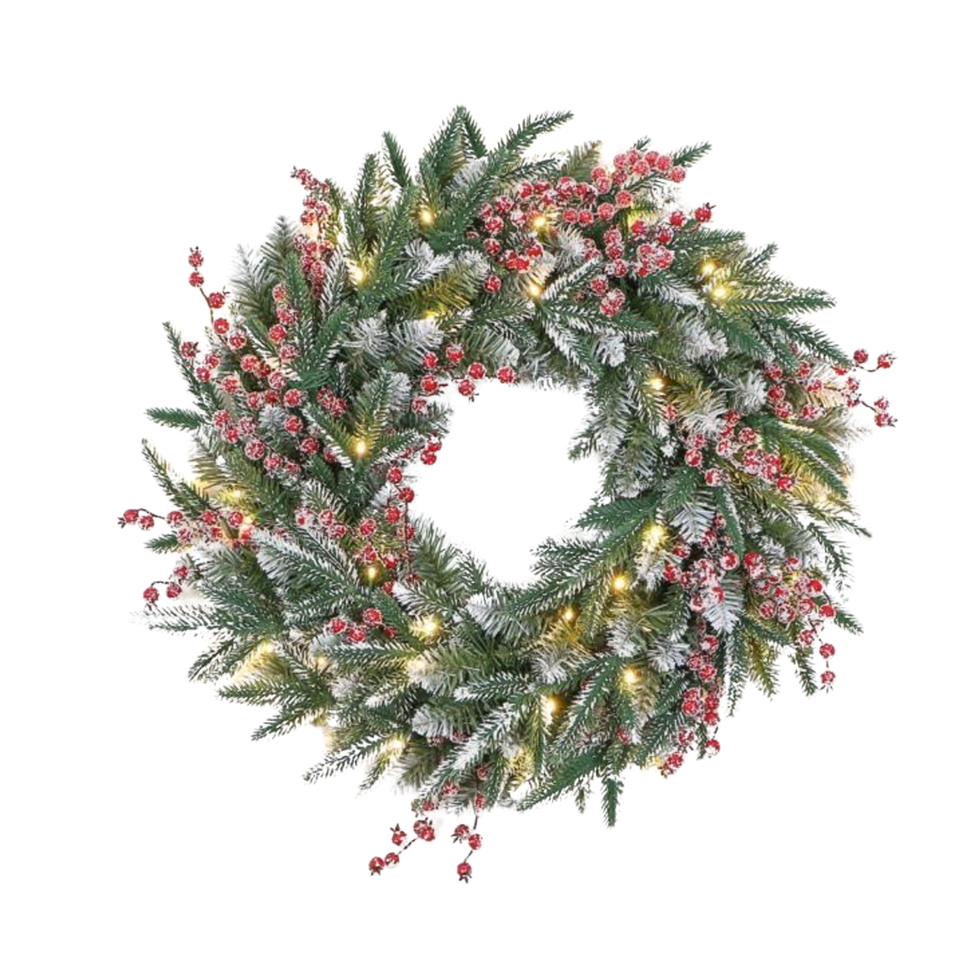 Classic Frosted Berry LED Wreath – 60cm